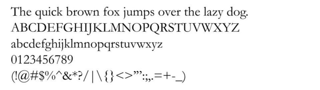 Garamond font — Example.