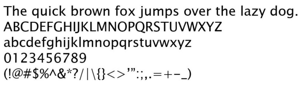 Lucida Sans Unicode font — Example.