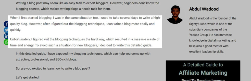 Blog introduction example