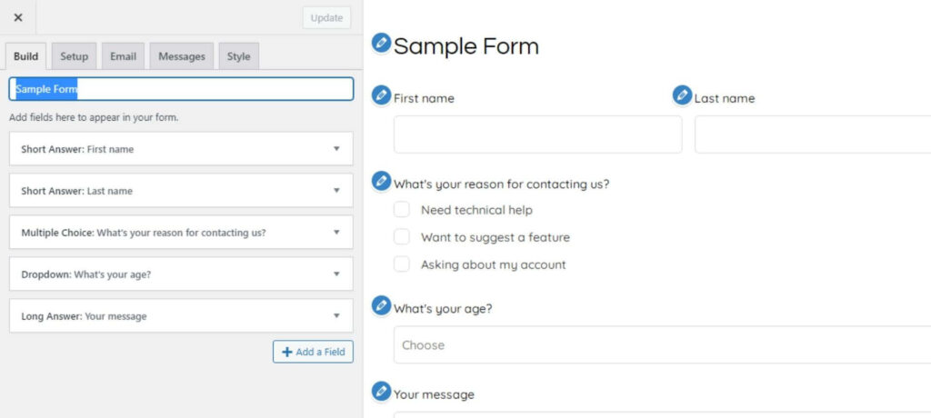 HappyForms interface