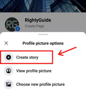 Click on "Create story" option to create a story.