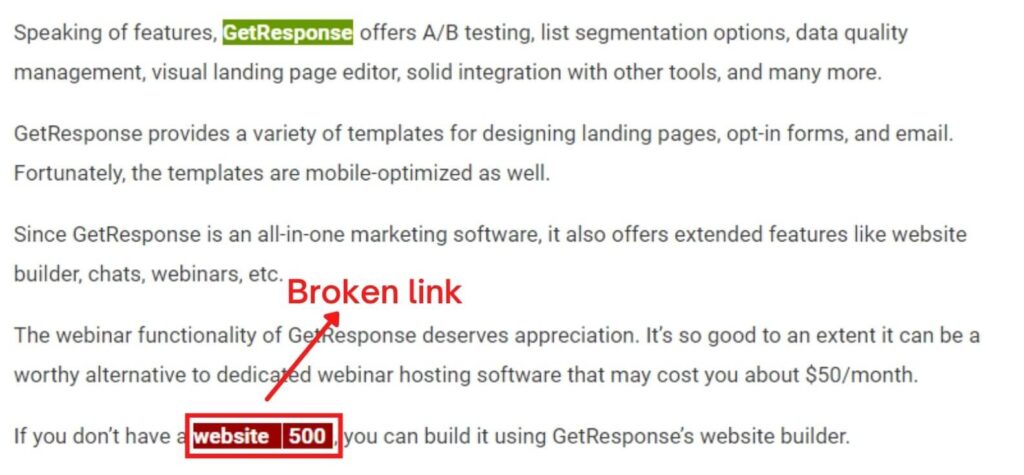 Detecting broken links using "Check My Links" Google Chrome extension.