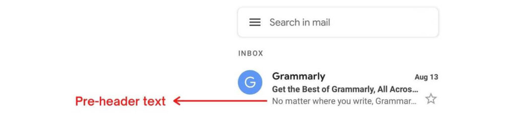 Pre-header text in smartphone