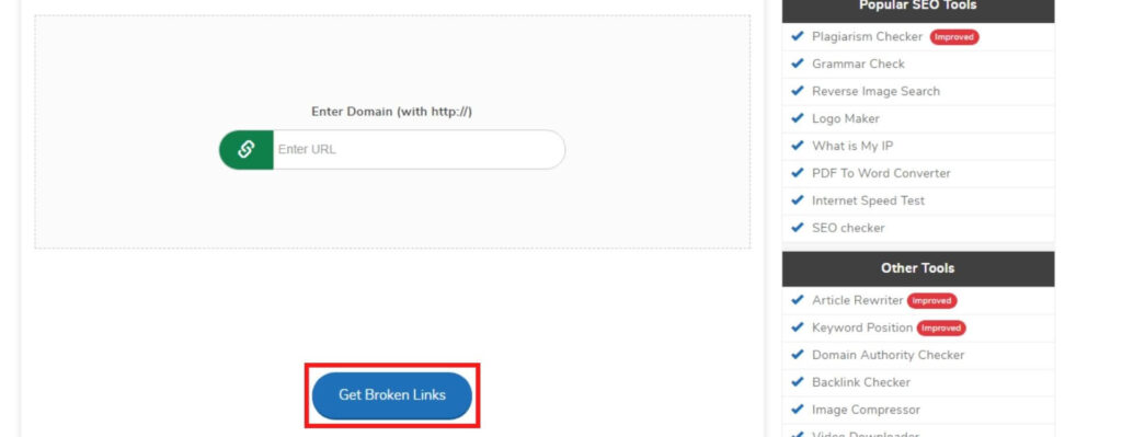 Click on "Get Broken Links".