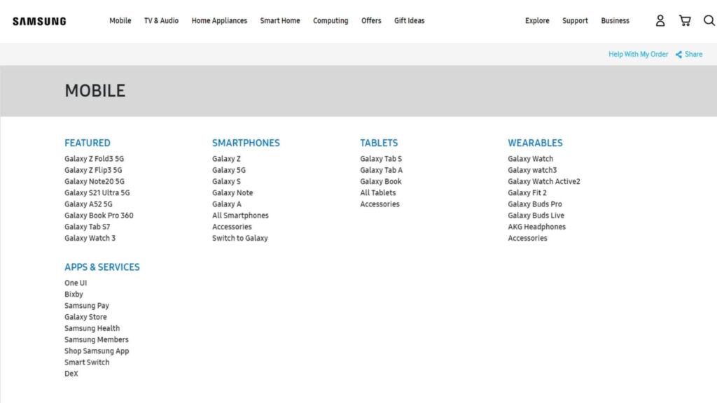 HTML sitemap — Example