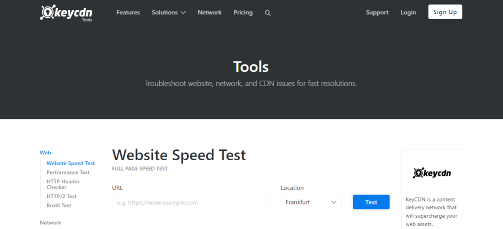 KeyCDN Website Speed Test Tool