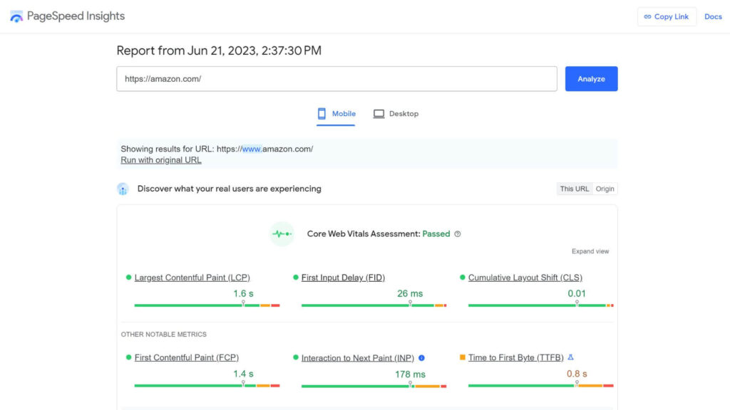 Google PageSpeed Insights Website Speed Test Tool