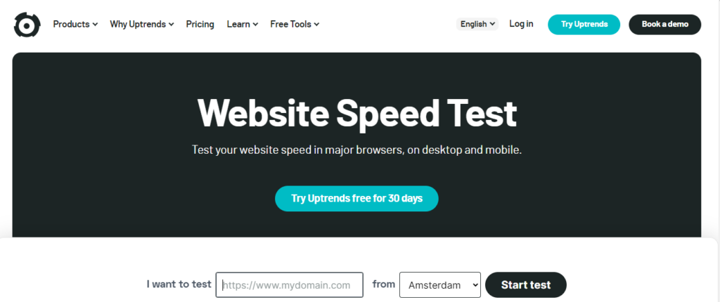 Uptrends Website Speed Test Tool