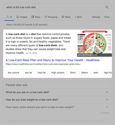 Featured snippet example