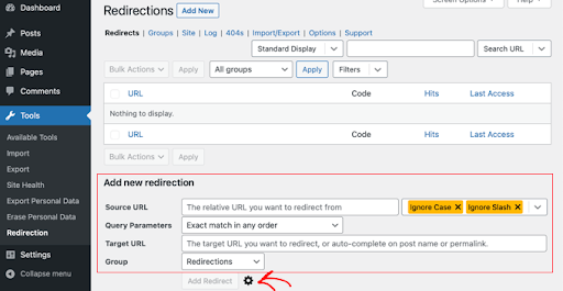 Steps to edit 301 redirects with the Redirection WordPress plugin